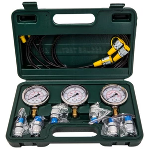 60MPa Hydraulic Pressure Test Kit Diagnostic 3 Gauge 6 Couplings Excavator - Picture 1 of 12