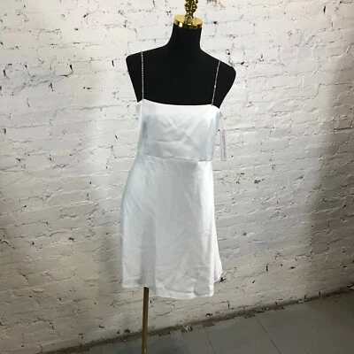 ALICE + OLIVIA Dress Womens 10 Sutton Mini Dress  Crystal Straps Satin Slip a342 - Image 1 of 4