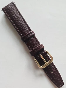 16 mm - dunkelbraunes Leder-Uhrenarmband im klassischen Stil - (goldene Schnalle / mit Stiften) - Bild 1 von 3