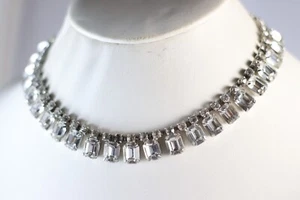 Vintage Elegant Clear Glass Rhinestone Necklace Prom Wedding - Picture 1 of 4