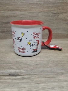 Peanuts Santa Snoopy & Woodstock Jingle Bells Keramik 21 Unzen Weihnachtstasse Neu mit Etikett! - Bild 1 von 10