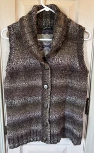 Woolrich Womens Lg Brown/Purple Lambswool Button Sweater Vest - Picture 1 of 5