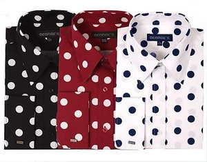 Camisa de vestir para hombre 100 % algodón diseño lunares de moda puño francés Fortino  - Imagen 1 de 7