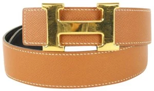 Hermès 32mm Reversible H Logo Belt Kit Brown x Black x Gold 1H96a - Picture 1 of 12