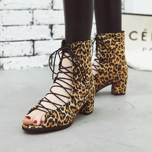 open toe leopard booties