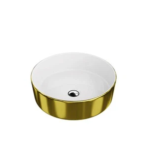 Aufsatzwaschbecken MERIDA GOLD/WHITE, rund (Ø 37 cm) glänzend gold/weiß Badmöbel - Bild 1 von 4