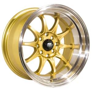 15x8 +0 MST MT11 4x100,4x114.3 Gold w/Machined Lip Wheels (Set of 4) - Picture 1 of 2