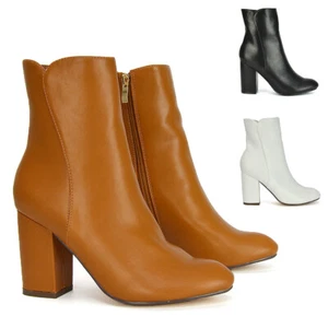 Womens Boots Mid Calf Ankle High Heel Ladies Casual Party Heeled Booties Size - Picture 1 of 28