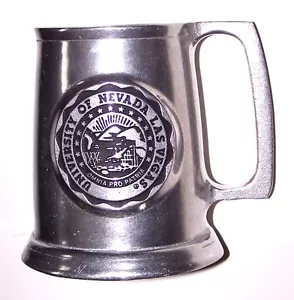 VINTAGE "UNIVERSITY OF LAS VEGAS" CAST ALUMINUM MUG w/ RAISED SEAL - 4.75" TALL - Picture 1 of 8