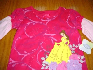 Nueva Camisa Top Disney Princesa Bella Rosa Caliente LS Bebé Niñas Talla 18 Meses - Imagen 1 de 3