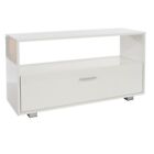 TV Media Unit 1 Drawer Cabinet Flat Screen Stand Open Storage White High Gloss 