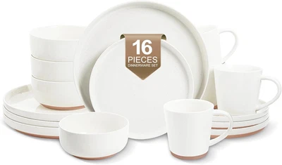 Juegos de vajilla de cerámica EWFEN 16 piezas con tazas para 4, platos pintados a mano y B Foto 1 de 4