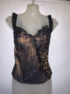 LA PERLA Ritmo Black&Nude Bustier Corset Top size 48 - Picture 1 of 7