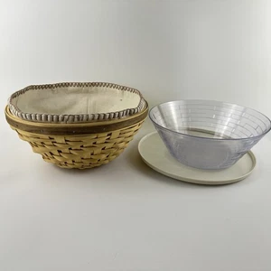 2005 Longaberger Heartwood Schüssel Korb, Stoffeinsatz, Kunststoffeinsatz, Deckel - Bild 1 von 16