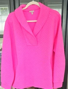 T by Talbots Woman 2xl Hot Pink Quilted Pullover - Picture 1 of 7
