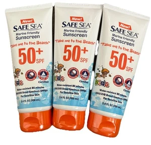 3X SPF 50+ Kids Sunscreen Sensitive Skin Safe Sea Kids 3.4 Oz Each Exp 3/2026 - Picture 1 of 2
