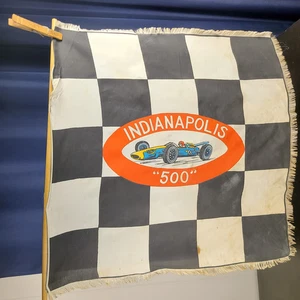 Bandiera da corsa vintage 17"x17" Indianapolis Indy 500 a scacchi - auto da corsa epoca anni 50 60 - Foto 1 di 10