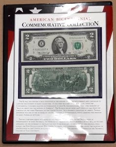 1976 $2 FRN's American Bicentennial Commemorative Collection CU in Info Holder - Picture 1 of 2