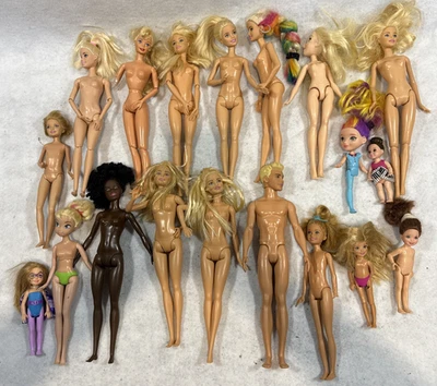 Gran Lote de 19 Muñecas Barbie de Moda Desnuda, Ken, Chelsea Figuras Personalizar Piezas Foto 1 de 4