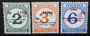GHANA 1968-70 New Currency Overprint Postage Dues. Set of 3. MNH. SGD24/D26. - Picture 1 of 2