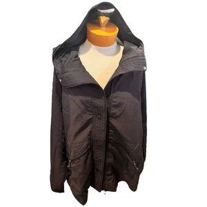 Liv Outdoor Womens Jacket Packable Hooded XL/1X Wind/Water Resistant Black - Picture 1 of 12