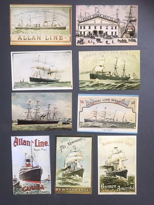 Job Lot  Maritime Ships Repro Postcards Allan Line State Line Red Star Line - Image 1 of 4