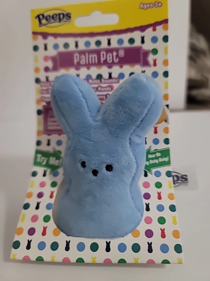 PEEPS~4” Plush Blue Easter Bunny Palm Pet~Boing Boing Boing! Sound Ages 3+ - Image 1 of 1