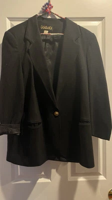 Chaqueta Blazer Casablanca De Colección Para Mujer Negra 100% Lana Pura Carrera Talla 12 Foto 1 de 3