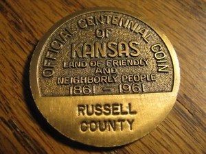 Official Centennial Coin of Kansas 1861-1961 Russell County #TV C3 68 - Picture 1 of 2