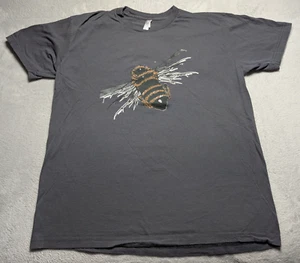 American Apparel XL Biene Grafik T-Shirt grau Waben Outdoor Natur Design - Bild 1 von 8