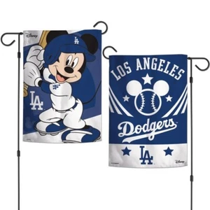 LOS ANGELES DODGERS MICKEY MOUSE 2 SIDED GARDEN FLAG 12"X18" YARD BANNER DISNEY - Picture 1 of 1