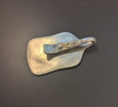 Vintage Spoon Money Clip Handmade from Vintage Teaspoon, Stainless, Floral. - Image 1 of 4