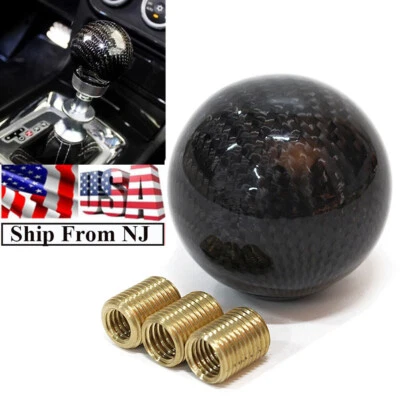 Carbon Fiber Black Universal Car Gear Shift Knob Head Aluminum Shifter Lever - Image 1 of 4