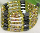 Gold Cloisonne Hematite Magnetic Beads Bracelet for Women Long Necklace 29"