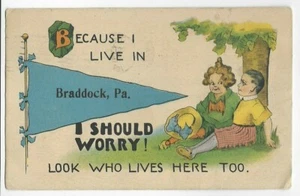 PORQUE VIVO EN BRADDOCK, ¿PA-I DEBERÍA PREOCUPARME? BANDERA BANDERÍN~BRADDOCK, PA -PM 1913 - Imagen 1 de 1