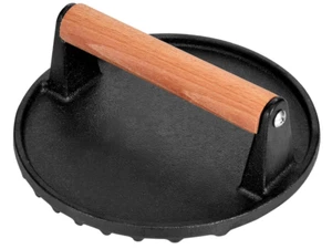 Cast Iron Burger Press Round Smash Meat Steak with Wooden Handle Nonstick Pan - Picture 1 of 1