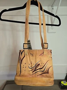 Emily Ann Boca Raton Womens Bag Hand-Painted Leather Boho Vtg Animal Design - Picture 1 of 12