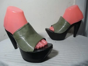 GIANNI BARBATO WOMEN’S SCULPTED HEELS PLATFORM SLIDE ON OPEN TOE SANDALS SZ 7 - Picture 1 of 9