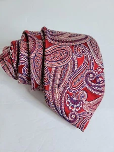 Michael Kors Necktie Red w All Over Paisley Pattern, 100% Silk Tie - Picture 1 of 8