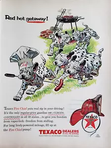 Anuncio impreso Keith Ward Texaco 1956 de colección efímero arte de pared decoración de chef dálmata - Imagen 1 de 1
