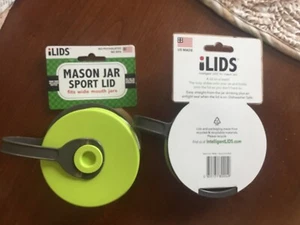 2 iLIDS Tarro de Masón Tapas Deportivas Boca Ancha Paquete de 2 Sin BPA Verde Lima Nuevo - Imagen 1 de 2