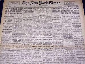 1937 24. APRIL NEW YORK TIMES - ITALY BACKS REICH ON DONAU - NT 3098 - Bild 1 von 2