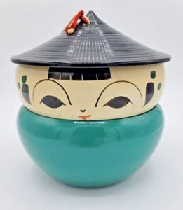 "Tazón apilador japonés de colección Kokeshi caja bento con sombrero multicolor 6" - Imagen 1 de 10