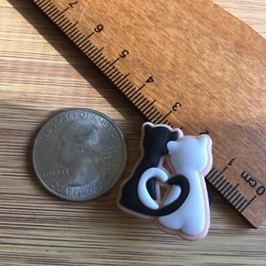Black And White Cat Heart Tail~Cat Lover 🐈‍⬛ Shoe Charm - Picture 1 of 14