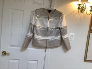 St John Seidenjacke Kalkstein weiß gold Hand Perlen Schimmer 6 - Bild 1 von 9