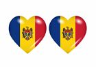 2X Autocollant Sticker Drapeau Coeur Md Moldavie