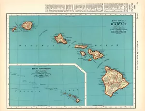 1939 Antique HAWAII State Map Vintage Map of Hawaii Hawaiian Islands Map 705 - Picture 1 of 3