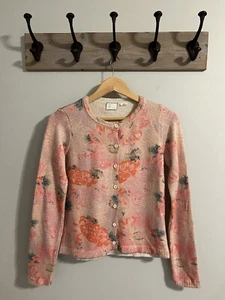 Anthropologie Postmark Devon Cardigan Maglione Rosa Floreale XS Ottimo - Foto 1 di 7