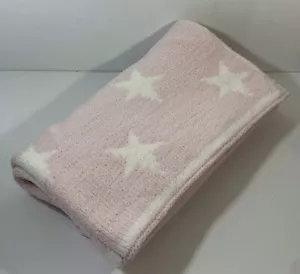 Mud Pie Pink and White Star Print Chenille Baby Blanket - Picture 1 of 8