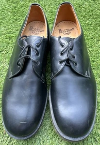 Vintage Dr Martens 1461 Glattleder Oxford Schuhe Schwarz UK 10 Made In England - Bild 1 von 16